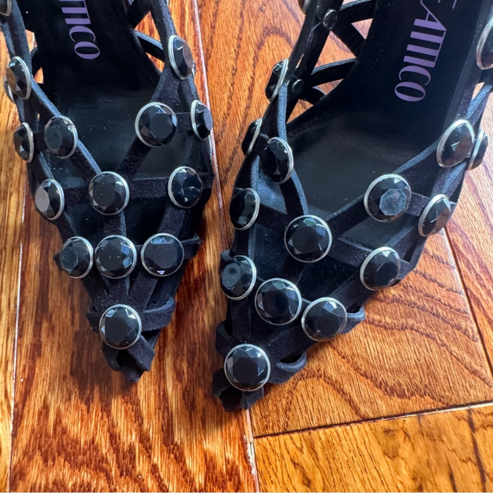The Attico Embellished Black Suede Slingback Pumps - Picture 5 of 6